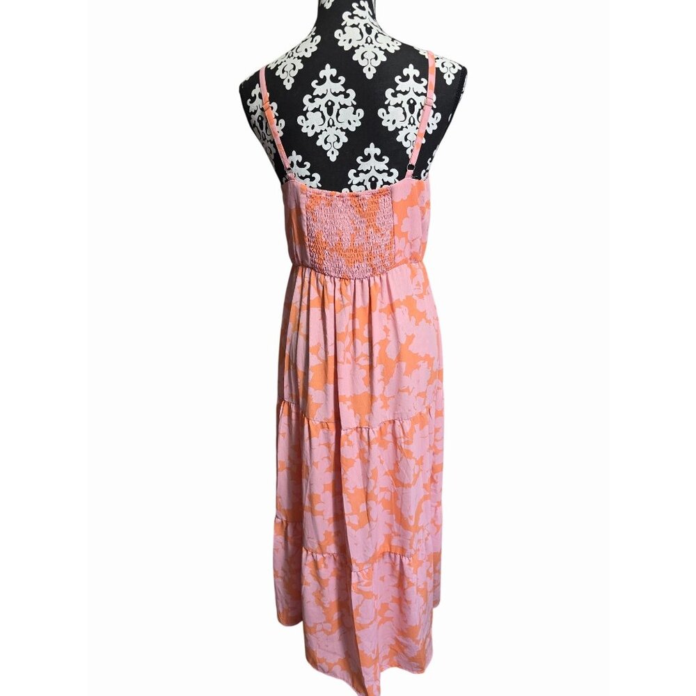 Social Standard By Sanctuary Womens Pink & Orange Floral Midi Dress M - Picture 2 of 5